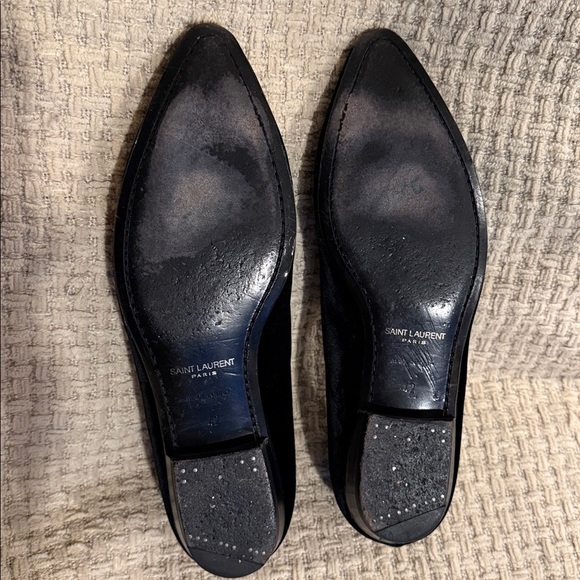 Saint Laurent Men’s Crest Venetian   Embroidered Black Velvet Loafers main image 6